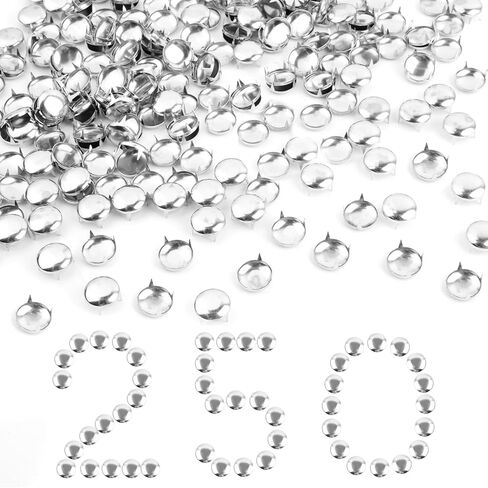 Aemygo 250 قطعة من المسامير ذات القبة المستديرة 16 مم مسامير فضية للملابس، نقاط مسامير معدنية نحاسية للجلد، مسمار شوكة لحزام الصخور DIY، حقيبة، أحذية، الياقات in Kuwait