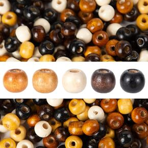 1000pcs 8mm Wooden Beads for Crafts, Large Hole Wood Beads Bulk, Natural Round Wood Spacer Beads for Jewelry Making, Hair Braids, Macrame DIY, 5 Colors(8mm) in Saudi Arabia