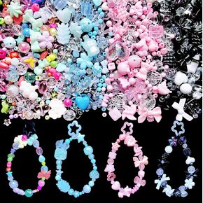 Vashun Assorted Acrylic Beads for Bracelet Making,Flower Butterfly Bow Candy Heart Kawaii Charms for Jewelry Making DIY Necklace Bracelet Keychain Phone Charm (10Color-2) in Saudi Arabia