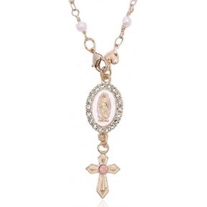 Steering Wheel Charm, Golden Virgin Mary Rosary Pendant for Car Decor, Religious Accessory with Heart Design, Spiritual Gift for Catholic Drivers, Durable Metallic Finish, Easy Installation in Saudi Arabia