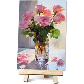 Hlison Paint by Numbers Kit for Adults with Framed Canvas, Acrylic Flowers Adult Paint by Number Kits, DIY Oil Painting by Numbers Kit for Home Decor - 8"x12" in Saudi Arabia