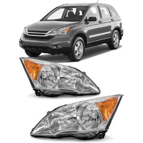 متوافق مع المصابيح الأمامية Honda CRV 2007 2008 2009 2010 2011 مع غطاء كروم كهرماني للسائق وأزواج الركاب (بدون مصابيح) in Kuwait