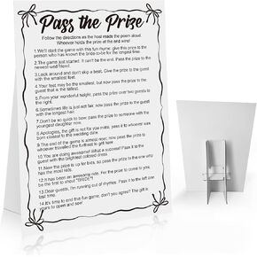 Pass The Prize Bridal Shower Game, 8x11 Minimalist Bridal Shower Card Standing Sign, Wedding Party Game Cards Sign for Guests, Bridal Shower Ideas-PSZE01 in Saudi Arabia