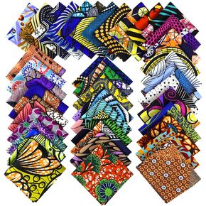 40pcs African Fabric10x10 Inches Wax Print Fabric Craft Fabric Bundle Multicolored for Patchwork DIY Sewing Scrapbooking in Kuwait