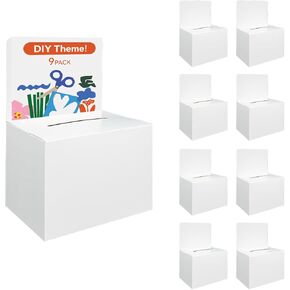 9 Pack White Cardboard Suggestion Box with Removable Header Board, 6.5x4.5x4.5 Inch Small Raffle Ticket Box for Charity, Fundraising, Voting, Events and Lead Generation in Saudi Arabia