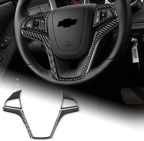 AIRSPEED Car Steering Wheel Button Sticker Carbon Fiber Interior Trim Decal Compatible with Chevrolet Camaro 2012-2015 Accessories (Black) in Kuwait