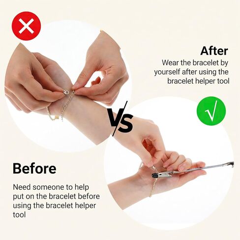 Nogeqi 2 Pcs Bracelet Helper Tool to Put On Yourself, Portable Bracelet Fastener Helper Release Fastening, Bracelets Assistance Tool for Necklace, Jewelry Watch Clasps, Zippers Crafts Adjustment in Kuwait