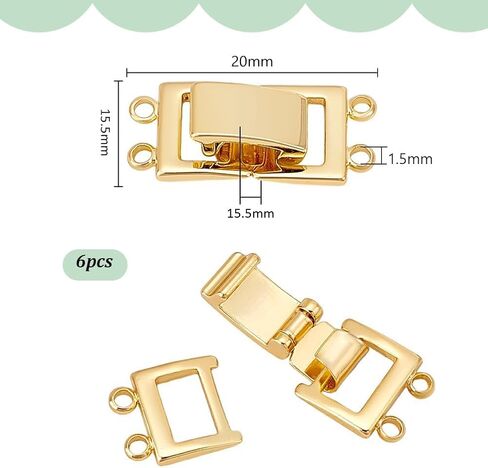 PH PandaHall 6pcs 14K Gold Plated Layered Detangler Clasp 2 Strands Necklace Layering Clasps Necklace Connectors Bar Links Slide Lock for Jewellery Making DIY Crafts, Golden 20x9x5mm, Hole: 1.5mm in Kuwait