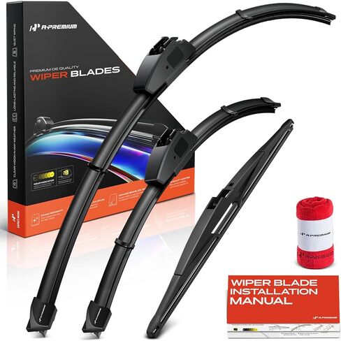 A-Premium 26"+18"+14" Windshield Wiper Blades Compatible with 2014-2022 Jeep KL Series Cherokee - Front Rear Wipers Blade Set for Hook/RL2, with Wear Indicator & Towel (Pack of 3) in Kuwait