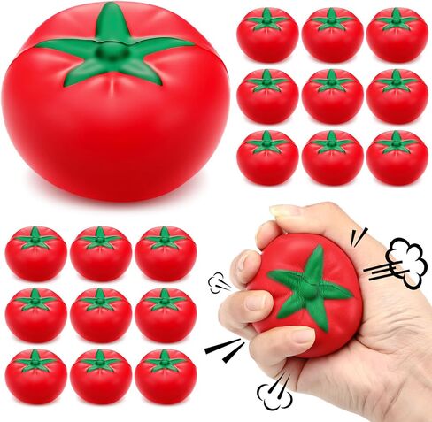 Foilswirl Tomato Stress Balls 2.56 Inch Tomatoes Squeeze Balls for Adults Stretchy Fruit Stress Relief Sensory Fidget Ball for Office Relax Party Gifts(18 Pcs) in Kuwait