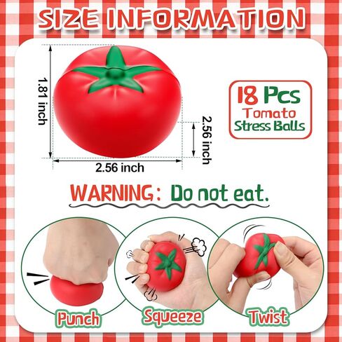 Foilswirl Tomato Stress Balls 2.56 Inch Tomatoes Squeeze Balls for Adults Stretchy Fruit Stress Relief Sensory Fidget Ball for Office Relax Party Gifts(18 Pcs) in Kuwait
