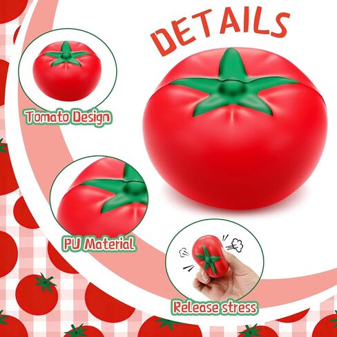 Foilswirl Tomato Stress Balls 2.56 Inch Tomatoes Squeeze Balls for Adults Stretchy Fruit Stress Relief Sensory Fidget Ball for Office Relax Party Gifts(18 Pcs) in Kuwait