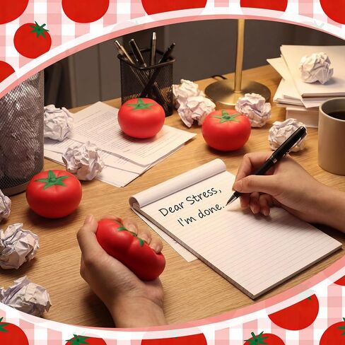 Foilswirl Tomato Stress Balls 2.56 Inch Tomatoes Squeeze Balls for Adults Stretchy Fruit Stress Relief Sensory Fidget Ball for Office Relax Party Gifts(18 Pcs) in Kuwait