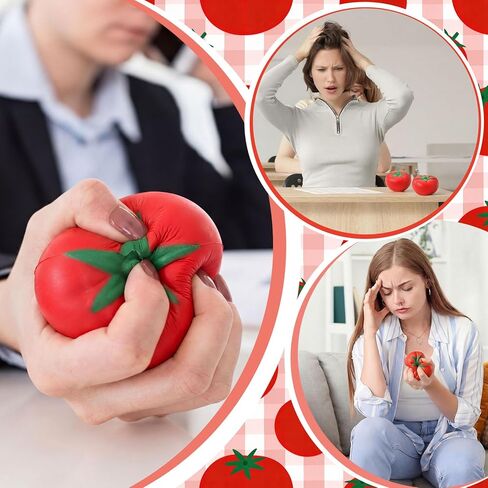Foilswirl Tomato Stress Balls 2.56 Inch Tomatoes Squeeze Balls for Adults Stretchy Fruit Stress Relief Sensory Fidget Ball for Office Relax Party Gifts(18 Pcs) in Kuwait