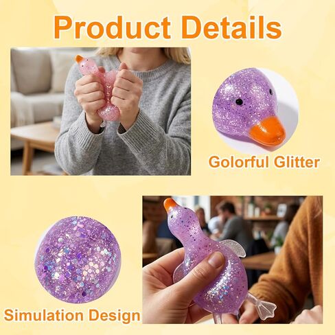 2 Pack Duck Fidget Toys, Duck Sugar Stress Ball for Stress Relief and Focus, Slow Rising Squeeze for Office and Classroom Use, Giant Ducks Squeeze Party Favors(Random Color) in Saudi Arabia