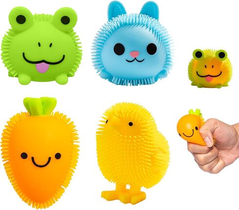 Light Up Squishy Puffer Toys for Kids, 4-Pack Bop-to-Glow Sensory Squishies, Soft Spiky Stress Relief Fidget Toys for Party Favors, Classroom Prizes, Goodie Bags & Basket Stuffers in Saudi Arabia