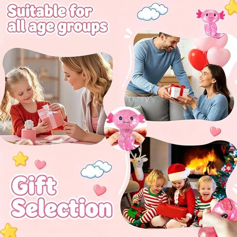Glitter Axolotls Squishies Toy, Axolotl Squishy Stress Relief Ball, Stretchy Axolotls Stress Ball, Cute Malt Sugar Axolotl Toy Fidget Toys Adults Fidget Toy for Kids Youth Adult（Pink） in Saudi Arabia