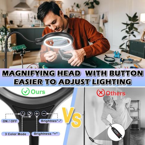 10X 30X Large Floor Magnifying Glass with Light and Stand,36 LED Flexible Gooseneck Floor Magnifying Lamp, Lighted Magnifiers for Reading,Sewing,Crafts,Painting,DIY,Close Work,Repair in Kuwait