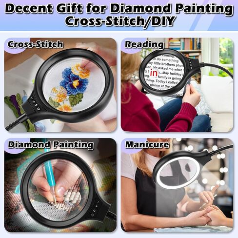 10X 30X Large Floor Magnifying Glass with Light and Stand,36 LED Flexible Gooseneck Floor Magnifying Lamp, Lighted Magnifiers for Reading,Sewing,Crafts,Painting,DIY,Close Work,Repair in Kuwait