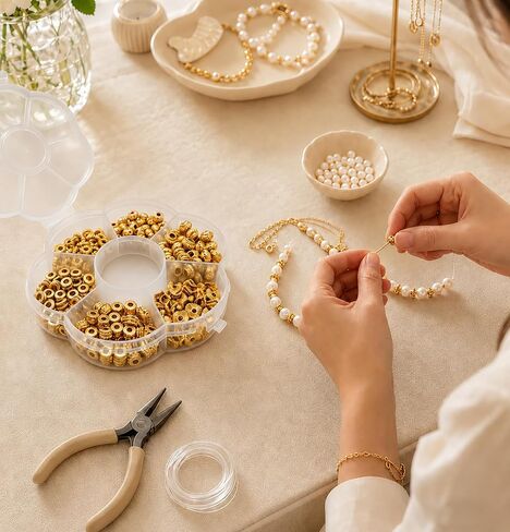 300 Pcs Gold Spacer Beads for Jewelry Making Supplies, 6 Styles Gold Beads for Jewelry Making, Metal Bead Spacers, Flower Rondelle Flat Disc Loose Beads for Bracelets Necklaces Earrings DIY Crafts in Saudi Arabia