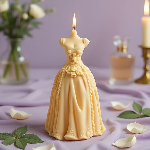 3D Wedding Dress Candle Molds Princess Dress Silicone Candle Molds for Candles Making Resin Casting Aromatherapy Candles Handmade Wax Home Decor in Kuwait
