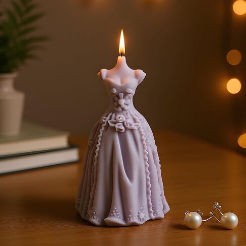 3D Wedding Dress Candle Molds Princess Dress Silicone Candle Molds for Candles Making Resin Casting Aromatherapy Candles Handmade Wax Home Decor in Kuwait