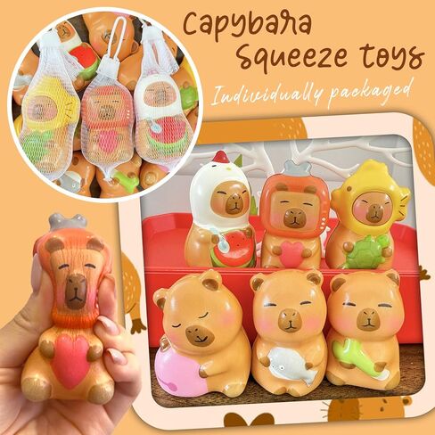 Capybara Party Favor Gift Set - Included Capybara Squishy Toys 4-in-1 Ballpoint Pen Stickers and Organza Bag, Capybara Birthday Party Goodie Bag Fillers for Kids (24) in Saudi Arabia