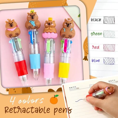 Capybara Party Favor Gift Set - Included Capybara Squishy Toys 4-in-1 Ballpoint Pen Stickers and Organza Bag, Capybara Birthday Party Goodie Bag Fillers for Kids (24) in Saudi Arabia