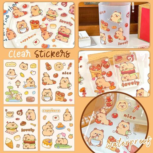 Capybara Party Favor Gift Set - Included Capybara Squishy Toys 4-in-1 Ballpoint Pen Stickers and Organza Bag, Capybara Birthday Party Goodie Bag Fillers for Kids (24) in Saudi Arabia