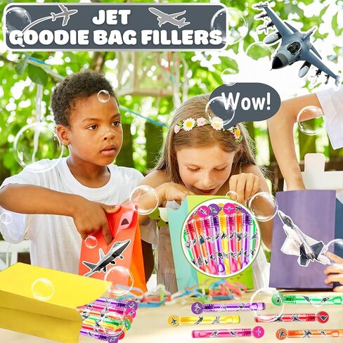Jet Party Favors for Kids - 24PCS Airplane-Themed Mini Bubble Wands, Great for Birthday Supplies, Piñata Fillers, Goodie Bags & Classroom Rewards in Saudi Arabia