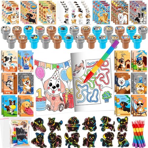 BenLouis 84 Pcs Dog Party Favors Puppy Coloring Books Bulk for Kids Classroom Pet Birthday Gift Party Candy Goodie Bag Fillers Paw Gift Decor Pinata Prize Activity Supplies in Kuwait