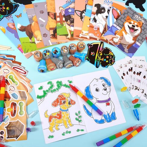 BenLouis 84 Pcs Dog Party Favors Puppy Coloring Books Bulk for Kids Classroom Pet Birthday Gift Party Candy Goodie Bag Fillers Paw Gift Decor Pinata Prize Activity Supplies in Kuwait