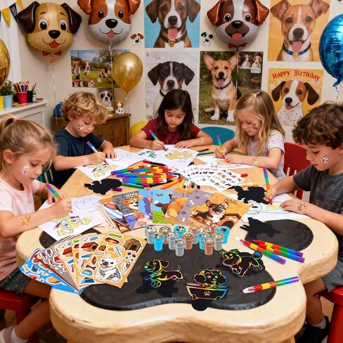 BenLouis 84 Pcs Dog Party Favors Puppy Coloring Books Bulk for Kids Classroom Pet Birthday Gift Party Candy Goodie Bag Fillers Paw Gift Decor Pinata Prize Activity Supplies in Kuwait