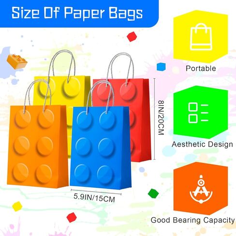 62 Pcs Building Block Birthday Party Favors, Building Blocks Birthday Party Favor Bags Keychains Bracelets etc Building Block Party Decorations in Saudi Arabia