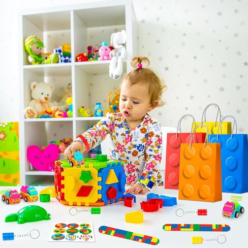 62 Pcs Building Block Birthday Party Favors, Building Blocks Birthday Party Favor Bags Keychains Bracelets etc Building Block Party Decorations in Saudi Arabia
