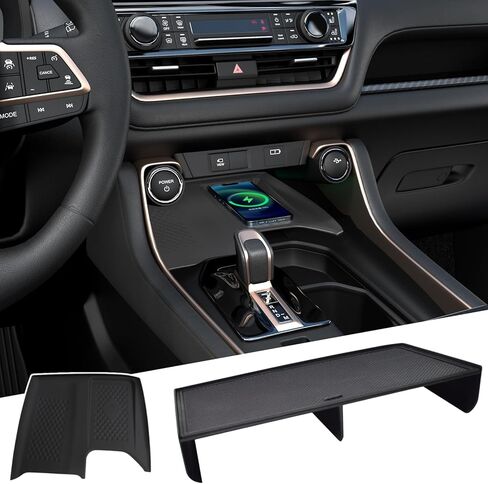 3Pcs Grand Highlander Center Console Accessories for 2026 2025 2024 Toyota Grandhighlander Screen Dashboard Organizer - Middle Console Divider & Wireless Charging Anti-Slip Mat Protector Interior in Saudi Arabia
