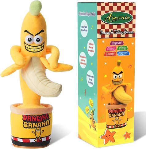 Funny Interactive Dancing Talking Banana Toy, Puppy Gifts Mimicking, Recording Repeating What You Say, Hilarious Laughs, Novelty Gag Gift for Pets Adults Friends Coworkers Office, Adjustable Volume in Saudi Arabia