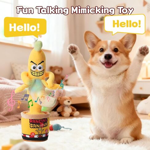 Funny Interactive Dancing Talking Banana Toy, Puppy Gifts Mimicking, Recording Repeating What You Say, Hilarious Laughs, Novelty Gag Gift for Pets Adults Friends Coworkers Office, Adjustable Volume in Saudi Arabia