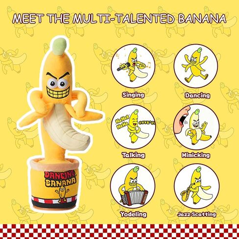 Funny Interactive Dancing Talking Banana Toy, Puppy Gifts Mimicking, Recording Repeating What You Say, Hilarious Laughs, Novelty Gag Gift for Pets Adults Friends Coworkers Office, Adjustable Volume in Saudi Arabia