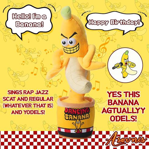 Funny Interactive Dancing Talking Banana Toy, Puppy Gifts Mimicking, Recording Repeating What You Say, Hilarious Laughs, Novelty Gag Gift for Pets Adults Friends Coworkers Office, Adjustable Volume in Saudi Arabia