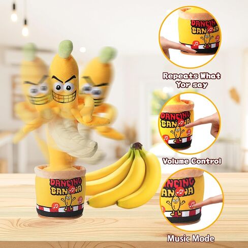 Funny Interactive Dancing Talking Banana Toy, Puppy Gifts Mimicking, Recording Repeating What You Say, Hilarious Laughs, Novelty Gag Gift for Pets Adults Friends Coworkers Office, Adjustable Volume in Saudi Arabia
