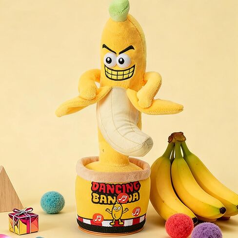Funny Interactive Dancing Talking Banana Toy, Puppy Gifts Mimicking, Recording Repeating What You Say, Hilarious Laughs, Novelty Gag Gift for Pets Adults Friends Coworkers Office, Adjustable Volume in Saudi Arabia