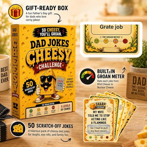 Funny Fathers day Dad Gifts from Daughter Son Wife , Dad Jokes Funny Fathers Day Card, Step Dads Father Day Gift, Dads Joke Gifts Cool Cute Fathers Days Present from Kids Daughter - Christmas Dad Gifts in Saudi Arabia