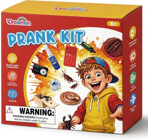 Prank Kit for Kids, 20 Funny Gags & Practical Joke Toys with Sound Effects Machine, Ultimate Practical Jokes Prank Gifts for Boys & Girls, Prank Toys Pack Set Box for April Fools Party Birthday in Kuwait