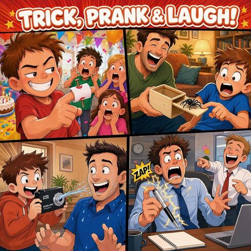 Prank Kit for Kids, 20 Funny Gags & Practical Joke Toys with Sound Effects Machine, Ultimate Practical Jokes Prank Gifts for Boys & Girls, Prank Toys Pack Set Box for April Fools Party Birthday in Kuwait