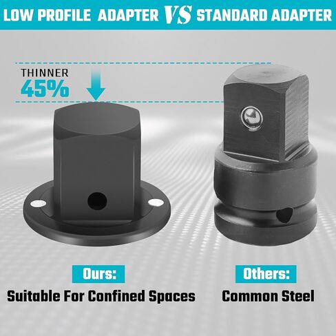 DURATECH Low Profile Impact Socket Adapter Set, 4‑Piece Drive Ratchet Adapter, Includes 1/4" to 3/8 ", 3/8" to 1/2 ", 1/2" to 3/4 ", 3/4" to 1 ", Magnetic Design for Wrench, Socket and Drill in Kuwait