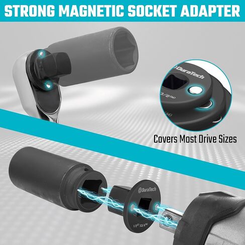 DURATECH Low Profile Impact Socket Adapter Set, 4‑Piece Drive Ratchet Adapter, Includes 1/4" to 3/8 ", 3/8" to 1/2 ", 1/2" to 3/4 ", 3/4" to 1 ", Magnetic Design for Wrench, Socket and Drill in Kuwait