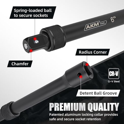 20 Piece Locking Impact Socket Extension Set, 3" 6" 9" Extension Bars, 1/4" 3/8" 1/2" Drive, Quick Release Locking Collar, Cr-v Steel, Universal Joints, Bit Socket Adapters, Socket Adapters in Saudi Arabia