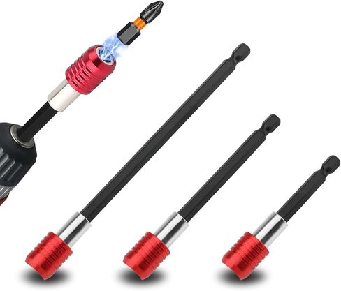 Drill Bit Extension 2/4/6’’,Magnetic Bit Holder 3 Pcs,Drill Extension Bit Holder 1/4’’ Hex,Bit Holder for Impact Driver CR-V Steel Quick Release for Screwdriver Bit Nut Drill Socket in Kuwait
