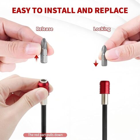 Drill Bit Extension 2/4/6’’,Magnetic Bit Holder 3 Pcs,Drill Extension Bit Holder 1/4’’ Hex,Bit Holder for Impact Driver CR-V Steel Quick Release for Screwdriver Bit Nut Drill Socket in Kuwait